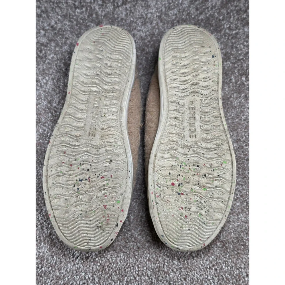 Hey Dude Knit Tan Floral Lace Slip On Sneakers Womens Size 10